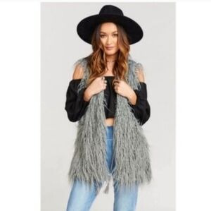NEW Show Me Your Mu Mu Faux Fur Sherpa Shearling Vest Tassels Medium
